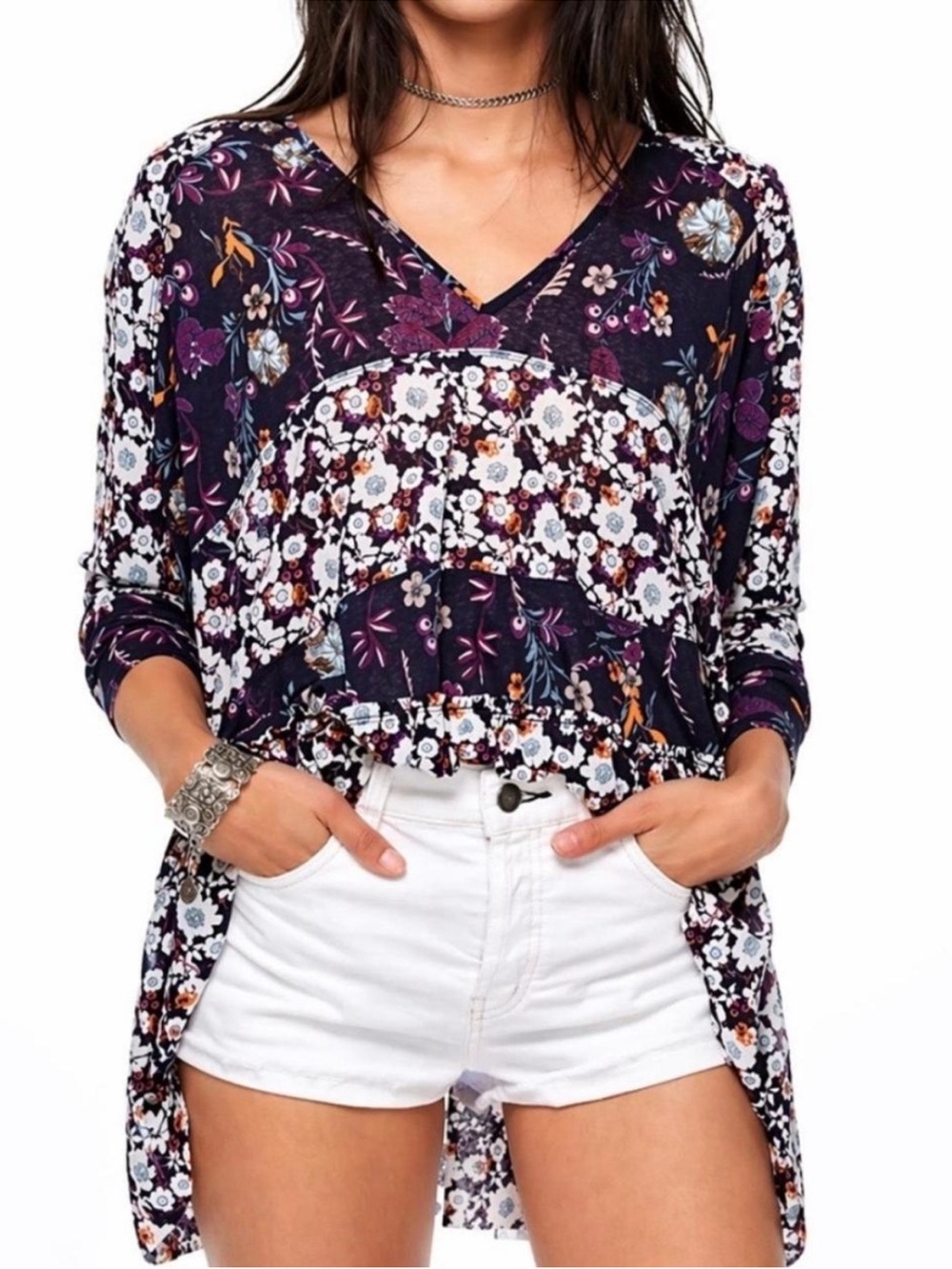 Free People Isabelle Tunic XXL Blue Combo